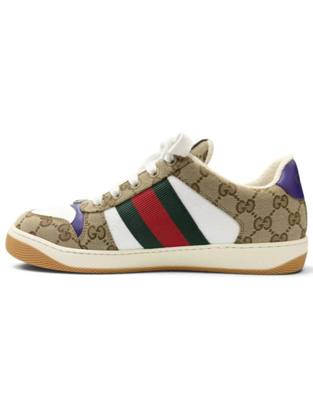 Gucci Screener GG Canvas Leather Low Cut Sneakers Beige 6